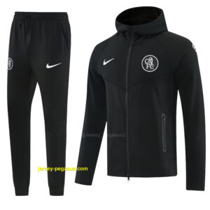 Chelsea Black Full Zipper Hoodie Windbreaker + Long Pants