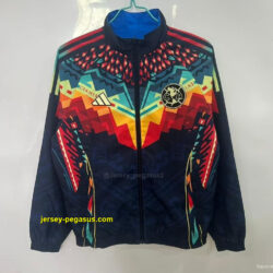 Club America Navy Blue with Aztec-Inspired Geometric Pattern Windbreaker