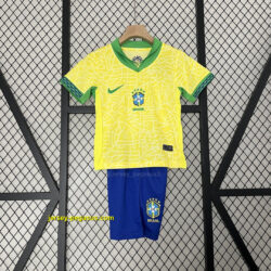 2024 Brazil Home Kid Kits Children Sets Soccer Jersey