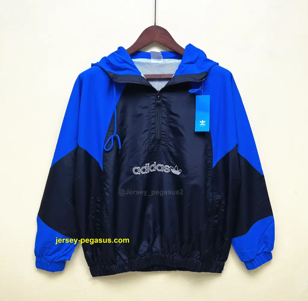 Adidas Hooded Trench Coat Black Blue