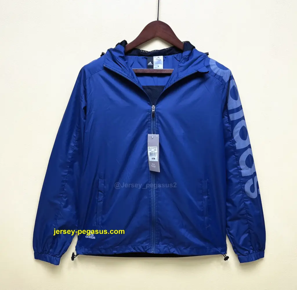 Adidas Trench Coat com capuz azul escuro