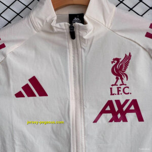 Liverpool CreamRed Full Zipper Windbreaker + Long Pants