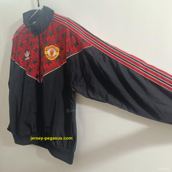 Manchester United Black with Red Zigzag Pattern Windbreaker