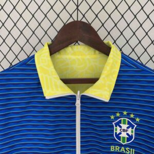 2024 Brazil Reversible Windbreaker Yellow&Blue Double-Sides Jacket Soccer Jersey