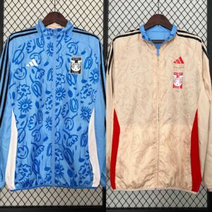 2024 Tigres UANL Beige&Blue Trench Coat Reversible Windbreaker Double-Sides Jack