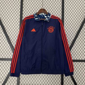 Bayern Reversible Windbreaker Gray&Navy Double-Sides Jacket Soccer Jerseys For S