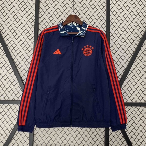 Bayern Reversible Windbreaker Gray&Navy Double-Sides Jacket Soccer Jerseys For S