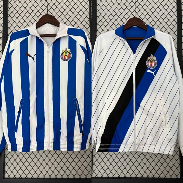 Chivas Reversible Windbreaker White&Blue Double-Sides Jacket Soccer Jerseys For