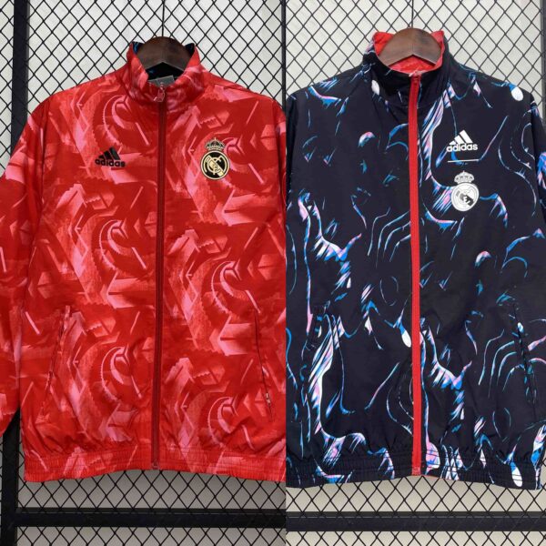 Real Madrid Red&Navy Trench Coat Reversible Windbreaker Double-Sides Jacket AAAA