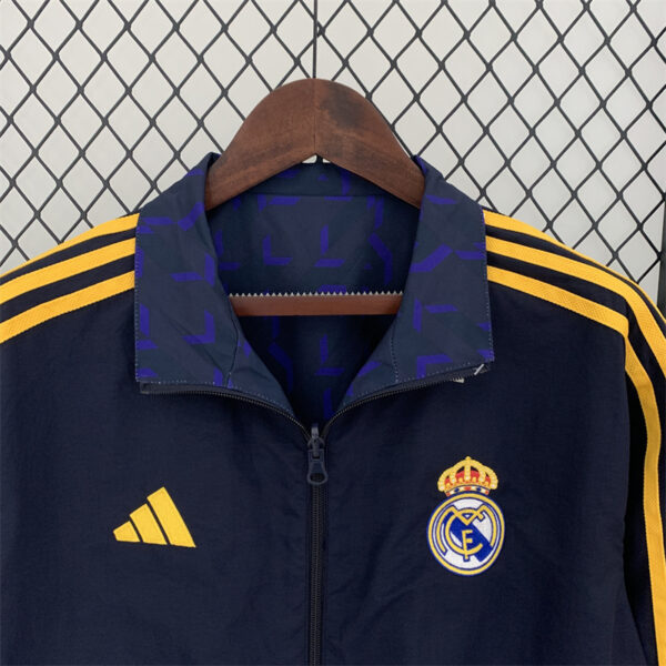 Real Madrid Trench Coat Reversible Windbreaker Navy