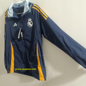 Real Madrid Blue Mid-length Windbreaker Jacket