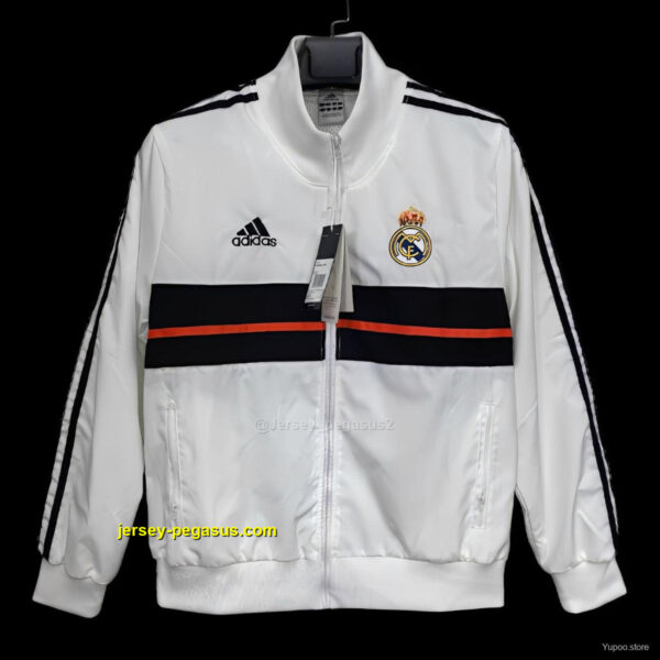 Real Madrid White Full Zipper Windbreaker