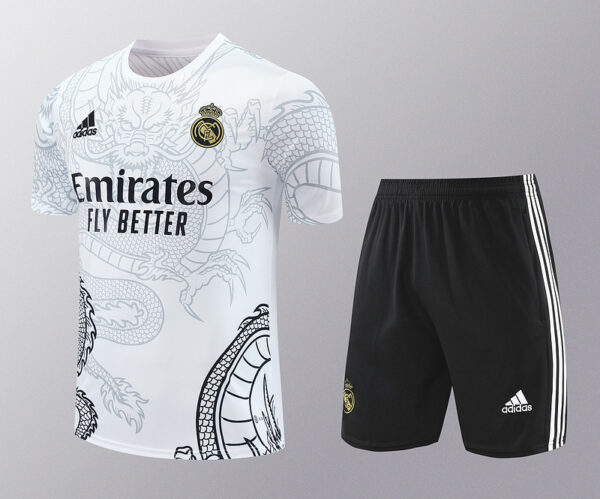 Real Madrid White Dragon Training Kits(Top+Shorts) Football Replicas