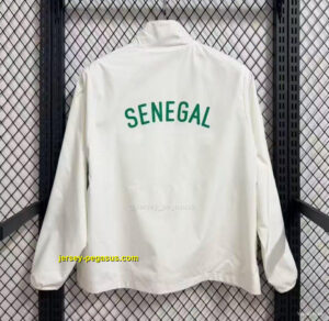 Senegal White with Green Full Zipper Windbreaker