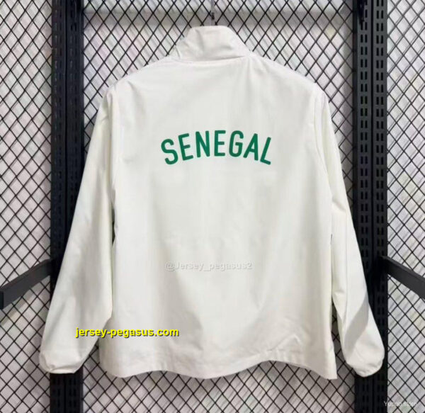 Senegal White with Green Full Zipper Windbreaker