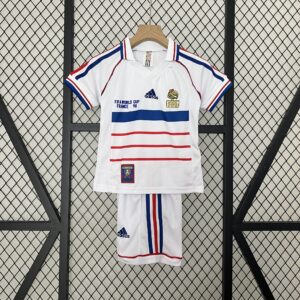 1998 France Away Retro Kid Kits Youth Apparels Sport