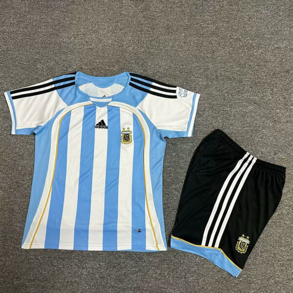 2006 Argentina Home Retro Kid Kits Youth Apparels Soccer