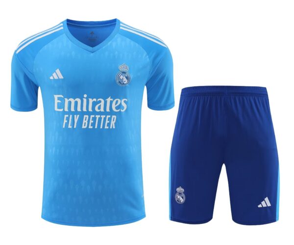 Real Madrid Goalkeeper Kits Short Sleeve Blue Suits Soccer Jerseys