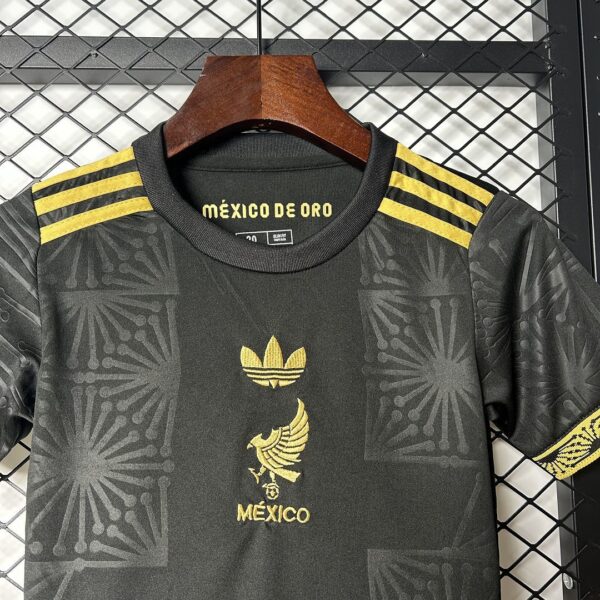 2025 Mexico Gold Black Kid Kits Youth Apparels