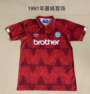 1991 Manchester City away red