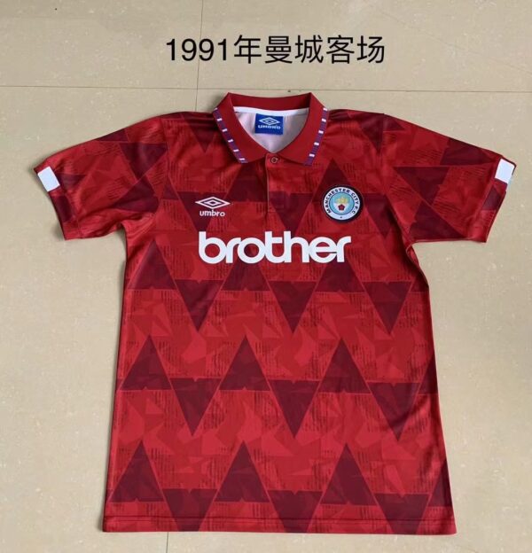 1991 Manchester City away red