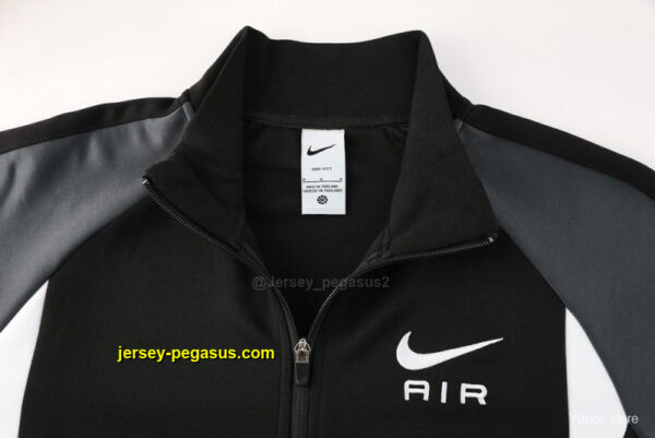 2025 Nike Air Black Tracksuit Set with Gray and White Accents Full Zipper Jacket