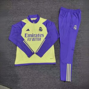 Real Madrid Adults And Kids Long Sleeve Kits Yellow Training Suits Cheap Jerseys