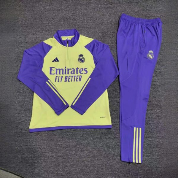 Real Madrid Adults And Kids Long Sleeve Kits Yellow Training Suits Cheap Jerseys