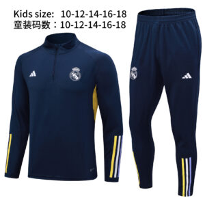 Real Madrid Kids Long Sleeve Navy Training Suit Cheap Jerseys