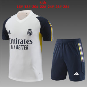 Real Madrid White Kids Kit Training Suits Soccer Jerseys