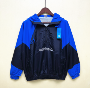 Adidas Hooded Trench Coat Black Blue