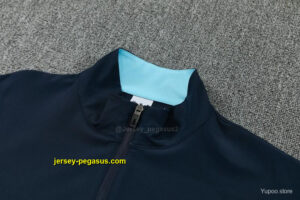 2026 Barcelona Navy Blue Full Zipper Jacket Tracksuit + Long Pants