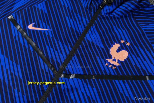 2026 France Navy Blue Full Zipper Hooded Jacket Tracksuit + Long Pants