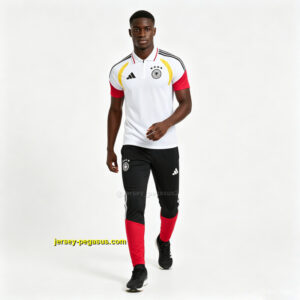 2026 German White & Black Half-Zip Polo Short Sleeve Tracksuit + Long Pants