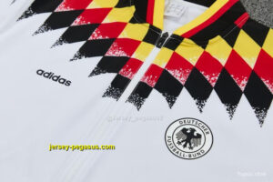 2026 Germany White Full Zipper Jacket Tracksuit + Black Long Pants