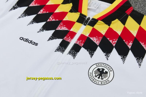 2026 Germany White Full Zipper Jacket Tracksuit + Black Long Pants