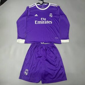 Real Madrid Away Retro Long Sleeve Retro Kid Kits Youth Apparels Soccer AAAAJers