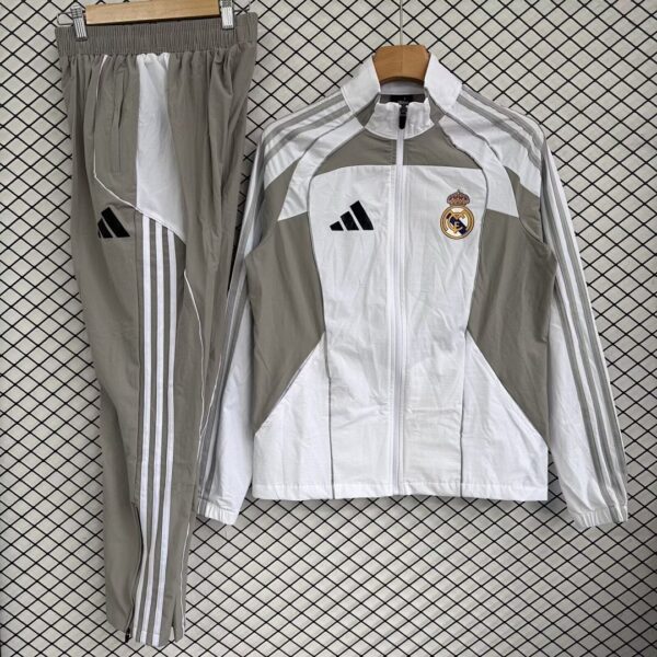 Real Madrid 2025-26 Gray and White Windbreaker Suit