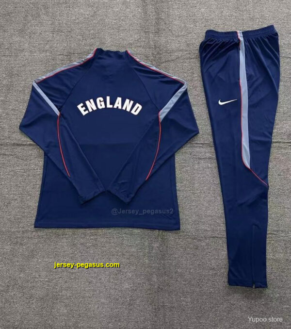 2026 Kids England Navy Blue Half Zipper Jacket Tracksuit + Long Pants (Nike)