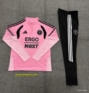 2026 Kids Inter Miami CF Pink Half Zipper Jacket Tracksuit + Black Long Pants