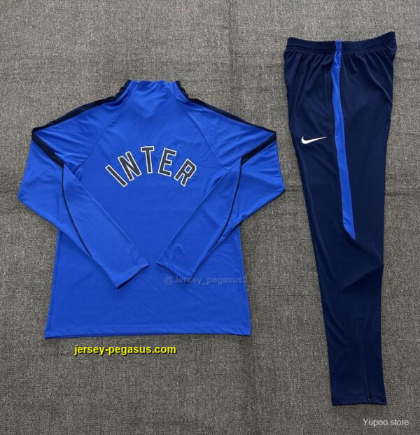 2026 Kids Inter Milan Royal Blue Half Zipper Jacket Tracksuit + Long Pants (Nike