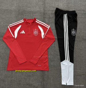 2026 Kids Spain Red Half Zipper Jacket Tracksuit + Long Pants