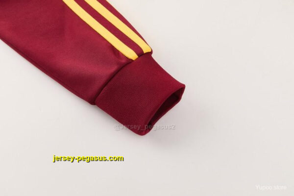 2026-27 AS Roma Burgundy & Gold Full Zipper Jacket Tracksuit +Black Long Pants