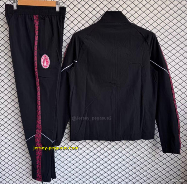 AC Milan Black with Red Full zipper Jacket Tracksuit+ long pants