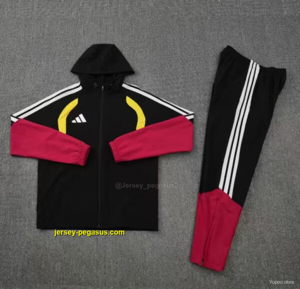Adidas Black&Red Full Zipper Hooded Windbreaker Jacket Tracksuit + Long Pants