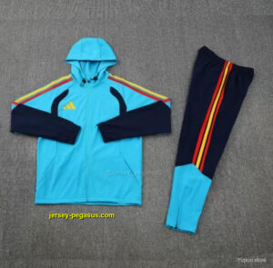 Adidas Cyan Blue&Navy Blue Full Zipper Hooded Windbreaker Jacket Tracksuit + Lon