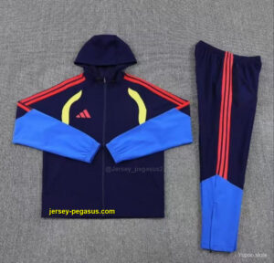 Adidas Navy Blue &Blue Full Zipper Hooded Windbreaker Jacket Tracksuit + Long Pa