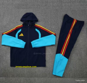 Adidas Navy Blue &Lake Blue Full Zipper Hooded Windbreaker Jacket Tracksuit + Lo