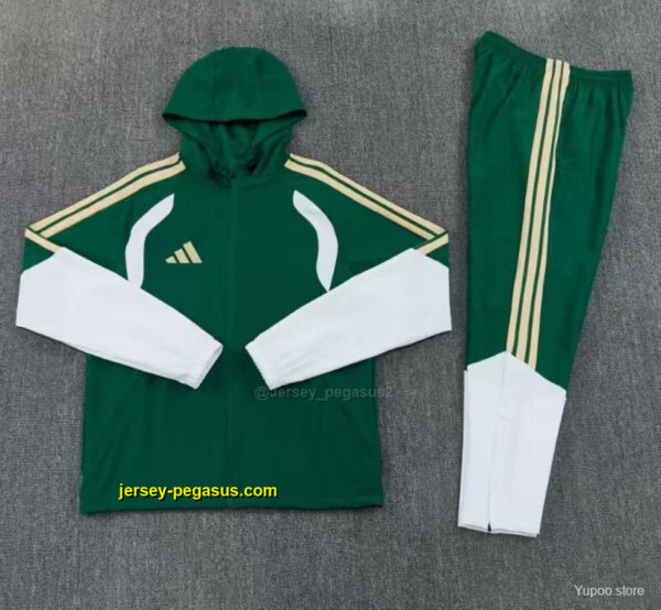 Adidas Navy Green &White Full Zipper Hooded Windbreaker Jacket Tracksuit + Long