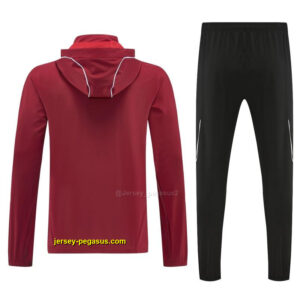 Adidas Red Full Zipper Hooded Jacket Tracksuit + Black Long Pants